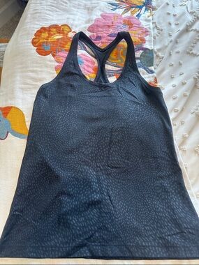lululemon athletica Black Racerback Tank Top with Subtle Heathered Print